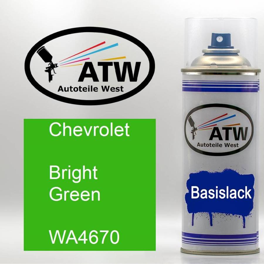 Chevrolet, Bright Green, WA4670: 400ml Sprühdose, von ATW Autoteile West.